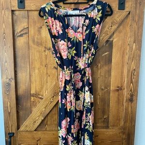 Navy blue floral loft plus dress.